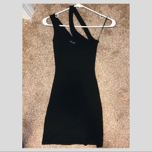 Nordstrom Black One Shoulder Sheath Dress w/ Slit